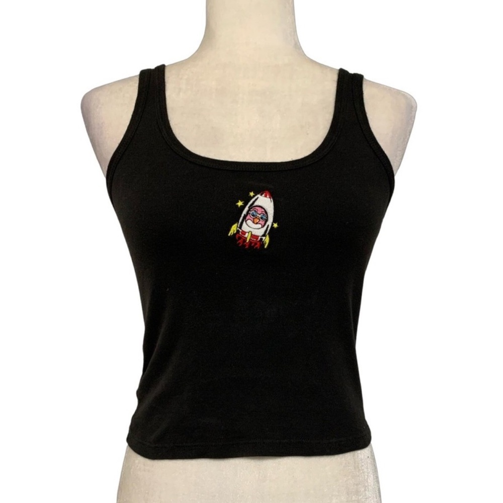 RARE Brandy Melville Tank Penguin Rocket Embroidery
